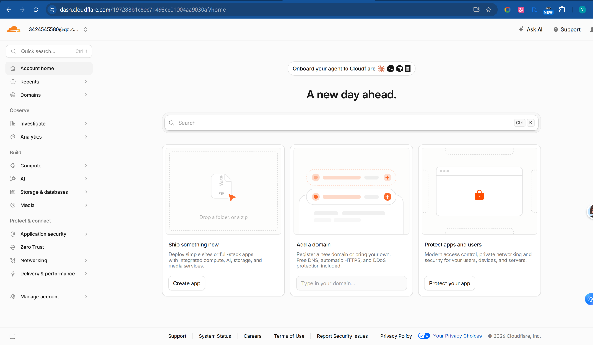 Cloudflare Account Home