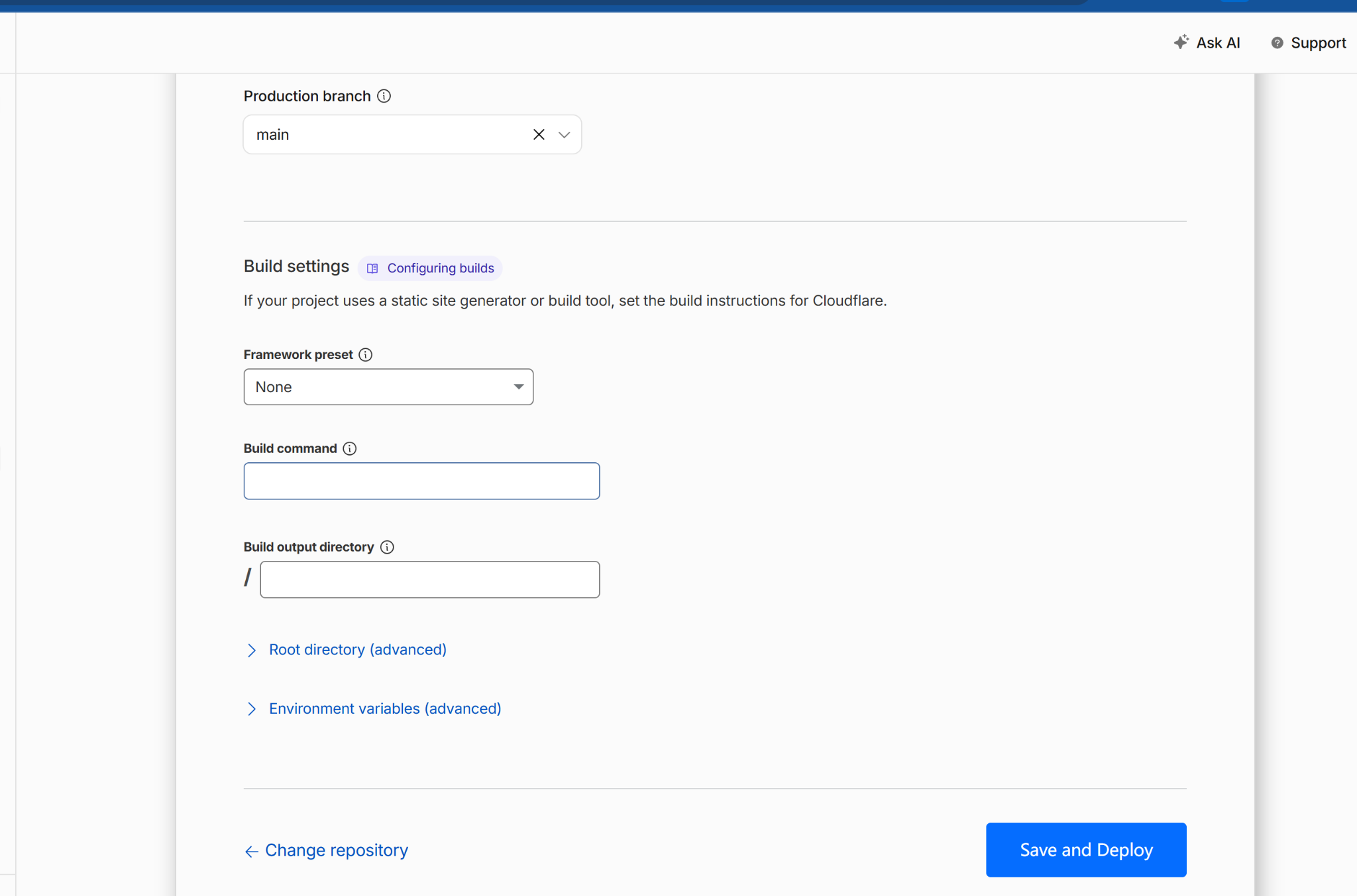 Cloudflare Pages Build Settings
